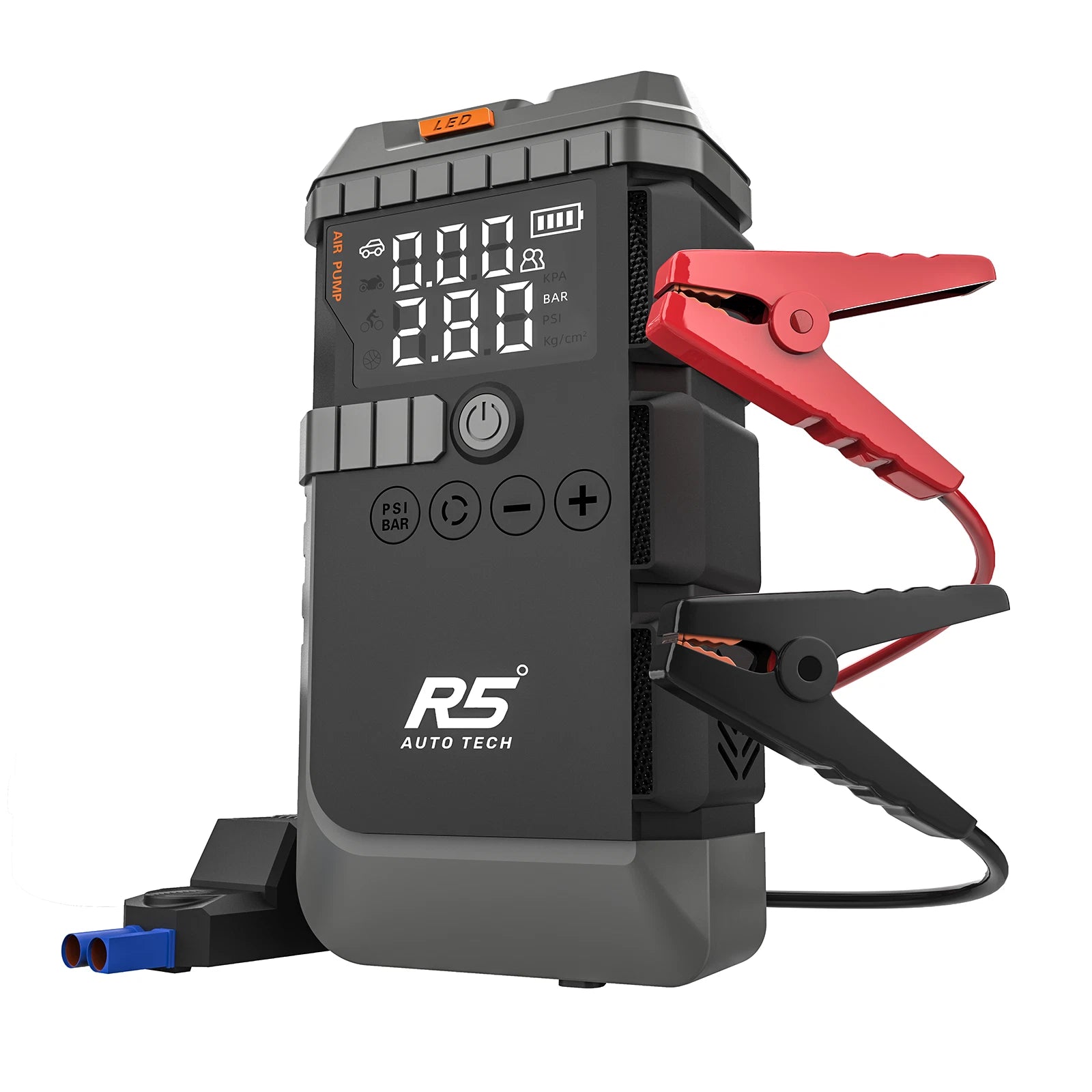 R5 Auto Tech 8000mAh Jump Starter with 150 PSI Air Compressor