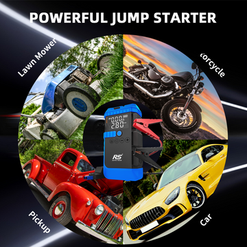 Car Jump Starter and Power Bank 8000mAh – 800A Peak, 4-in-1 with Air Compressor, Battery Booster. Blue