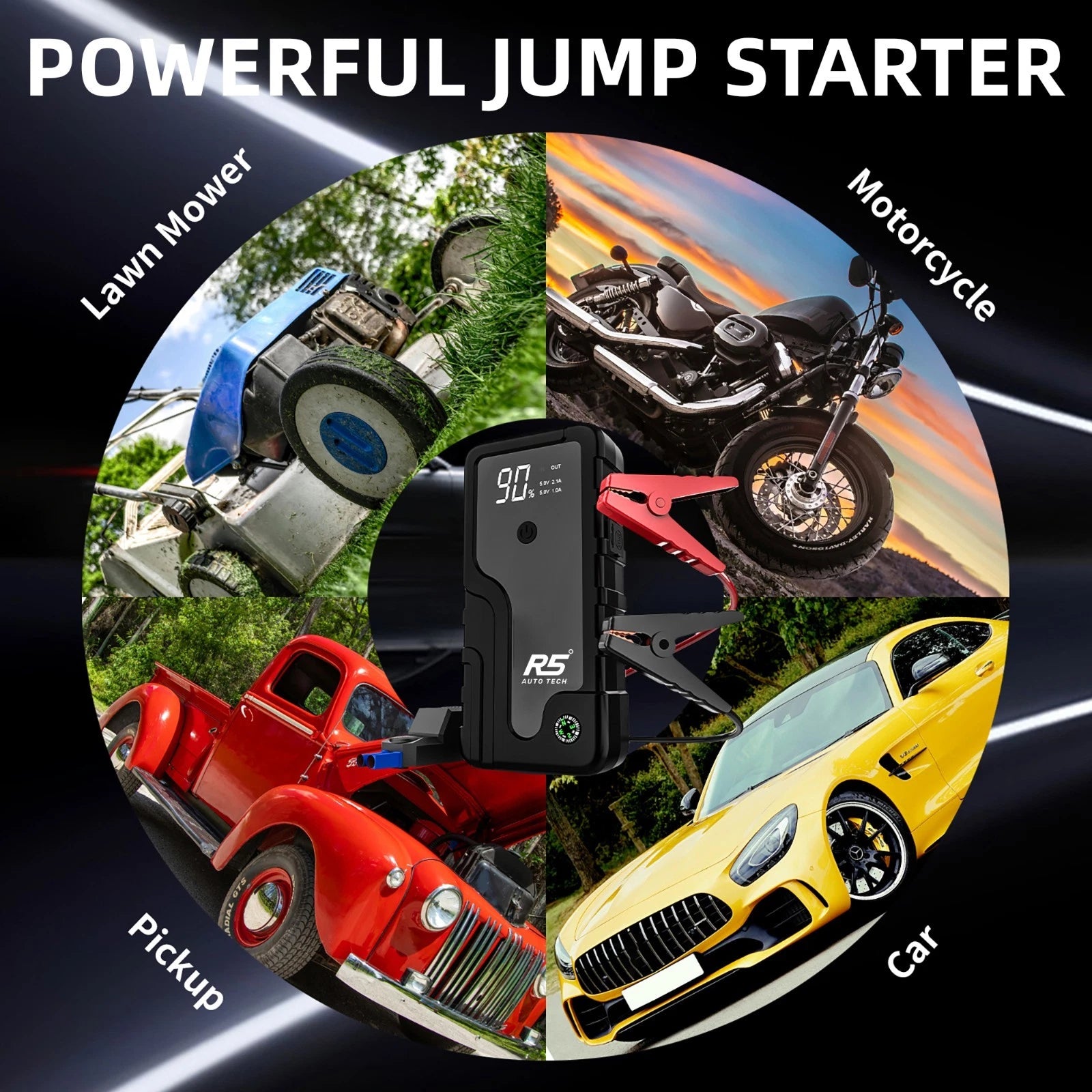 R5 Auto Tech 8000mAh Car Jump Starter – 6L Petrol & 4L Diesel