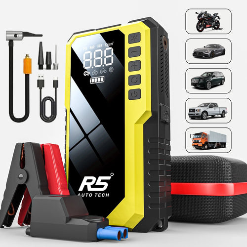 R5 Auto Tech 8000mAh Portable Tyre Inflator & Jump Starter